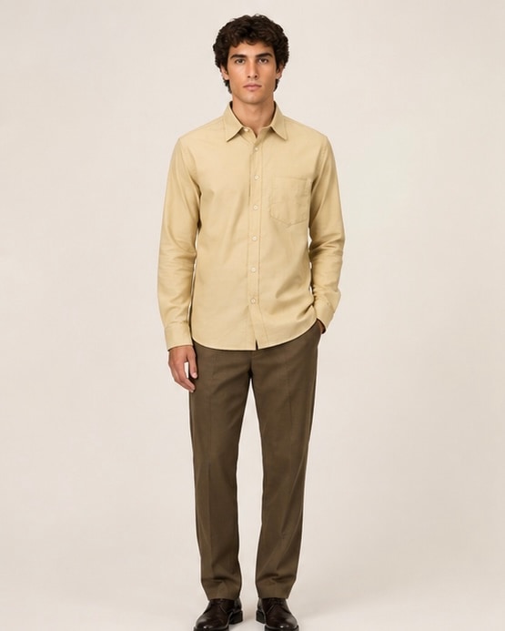 Butter Solid Cotton Shirt, Levoke shirts