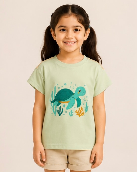 Sea Turtle Sequin Cotton Tee, Levoke t-shirts