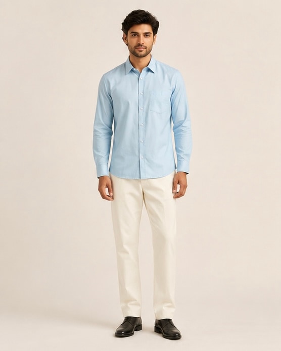 Sky Slim Cotton Shirt, Levoke shirts
