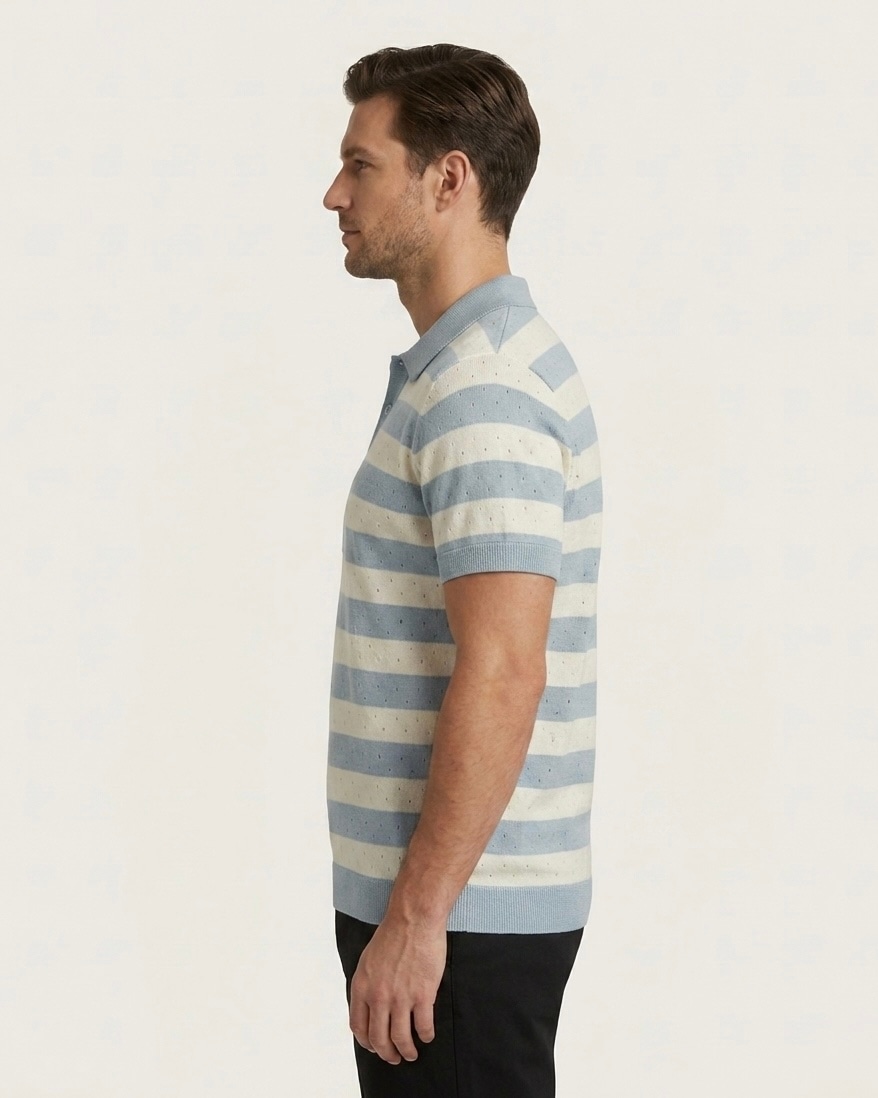 Air Knit Striped Polo Men's in Olive Stripe, view 7