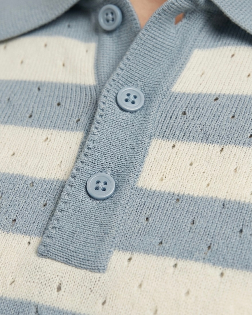 Air Knit Striped Polo Men's in Olive Stripe, view 9
