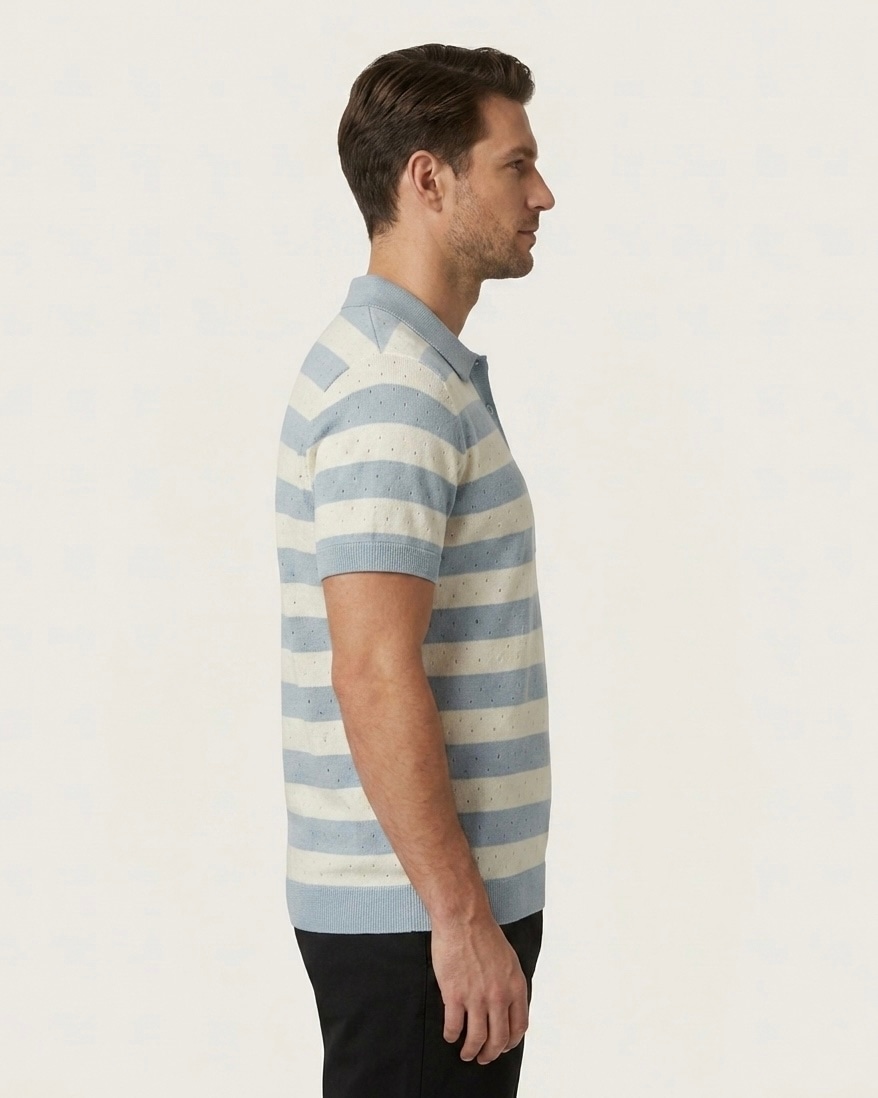 Air Knit Striped Polo Men's in Olive Stripe, view 11