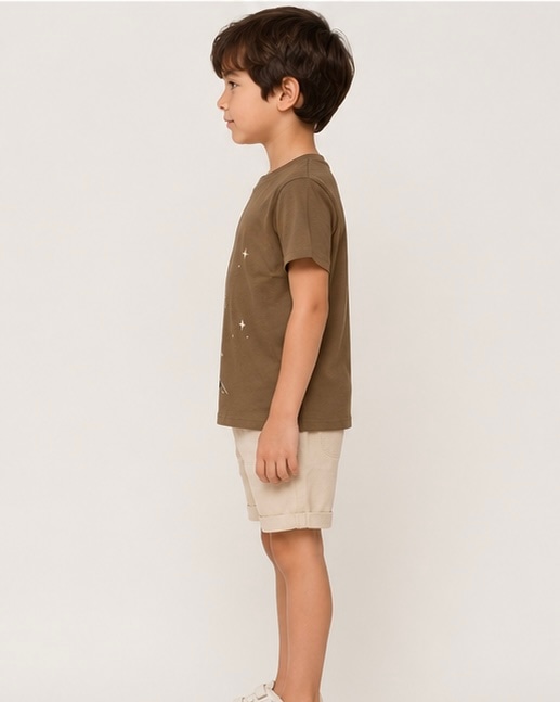 Astronaut Sequin Cotton Tee in Mocha, view 3