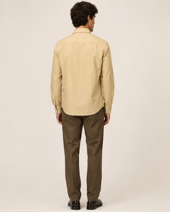 Butter Solid Cotton Shirt in Butter, view 2