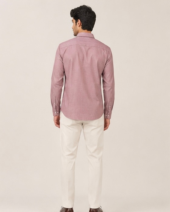 Dual Pocket Cotton Shirt in Dusty Rose, view 4