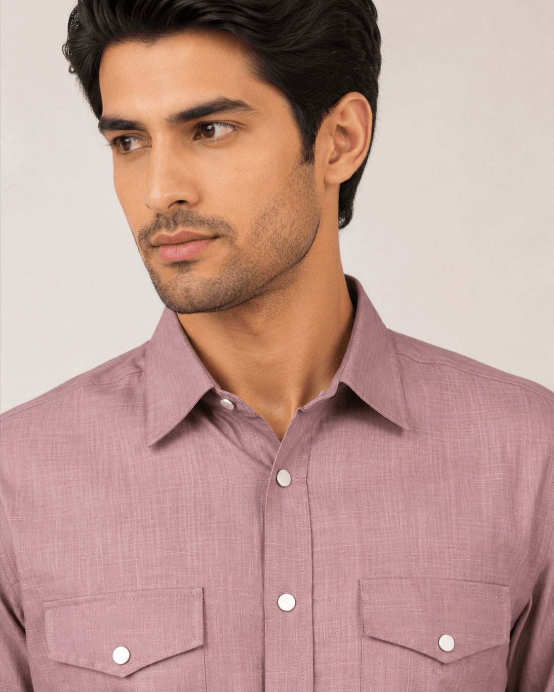 Dual Pocket Cotton Shirt in Dusty Rose, view 5