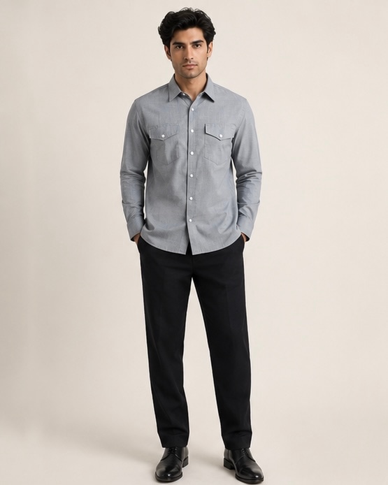 Dual Pocket Cotton Shirt in Dusty Rose, view 6