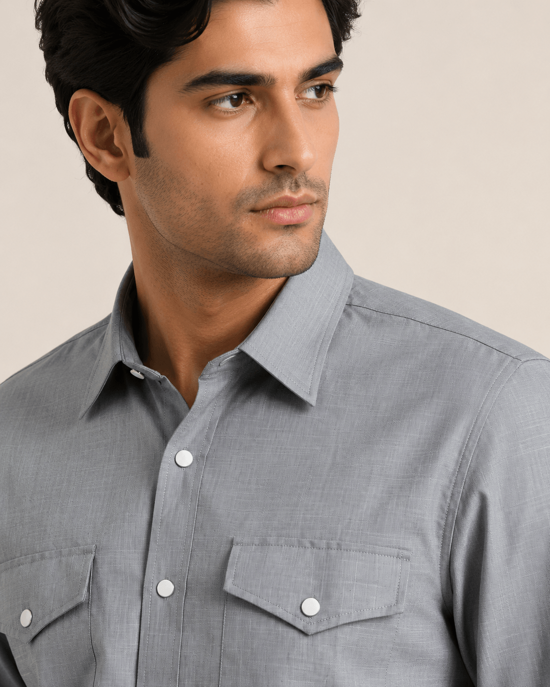 Dual Pocket Cotton Shirt in Dusty Rose, view 9