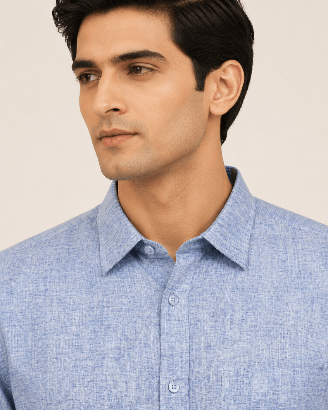 Indigo Linen Shirt in Denim Blue, view 4