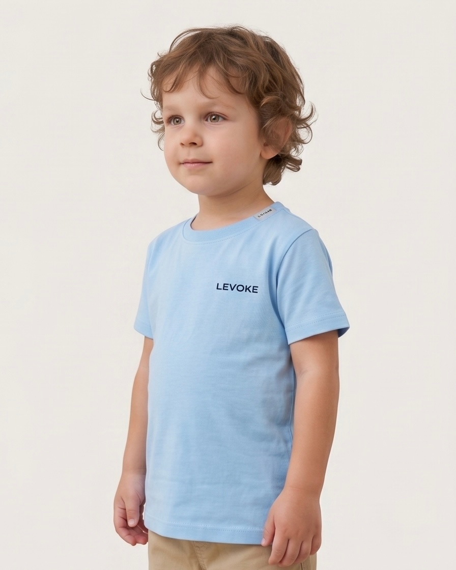 Levoke Logo Crew Tee in Powder Blue, view 4