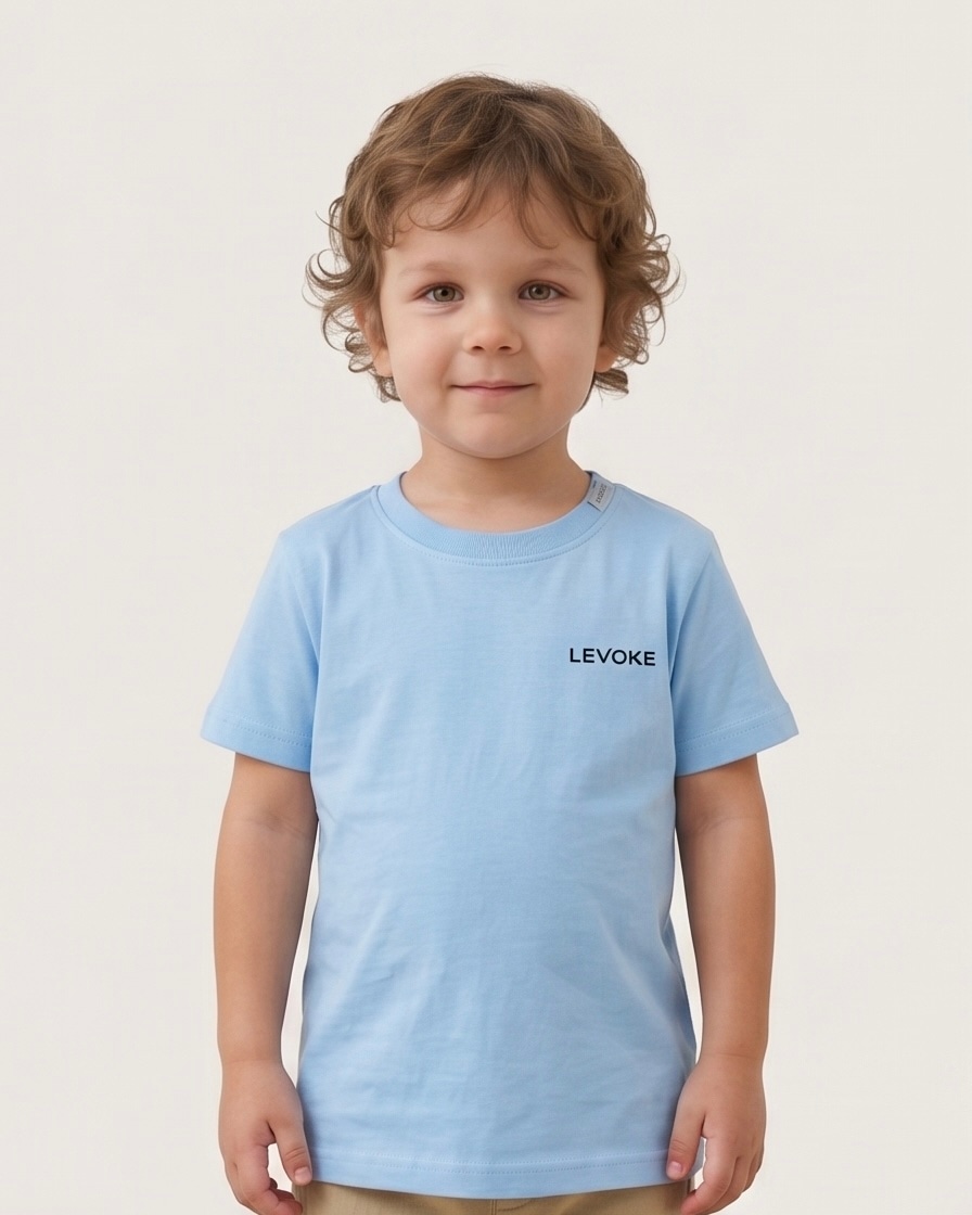Levoke Logo Crew Tee in Powder Blue, view 1