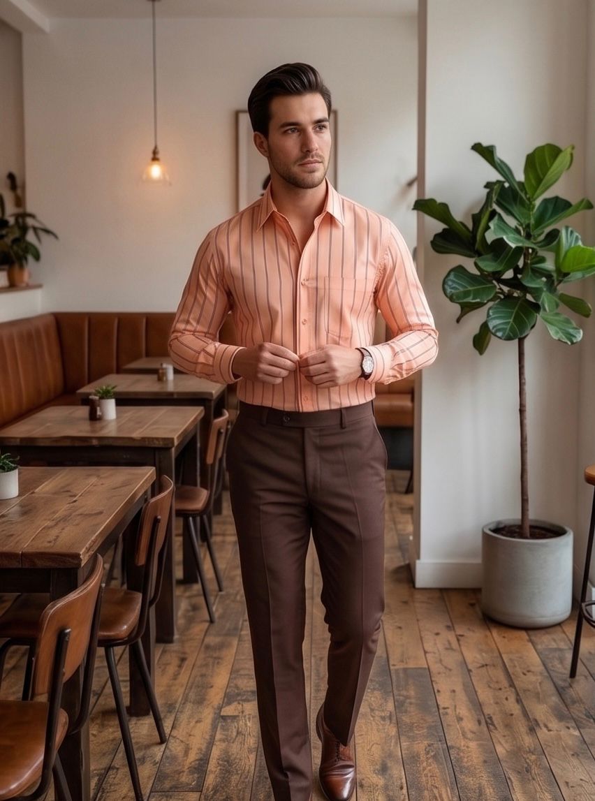 Monaco Stripe Shirt in Coral Stripe, view 1