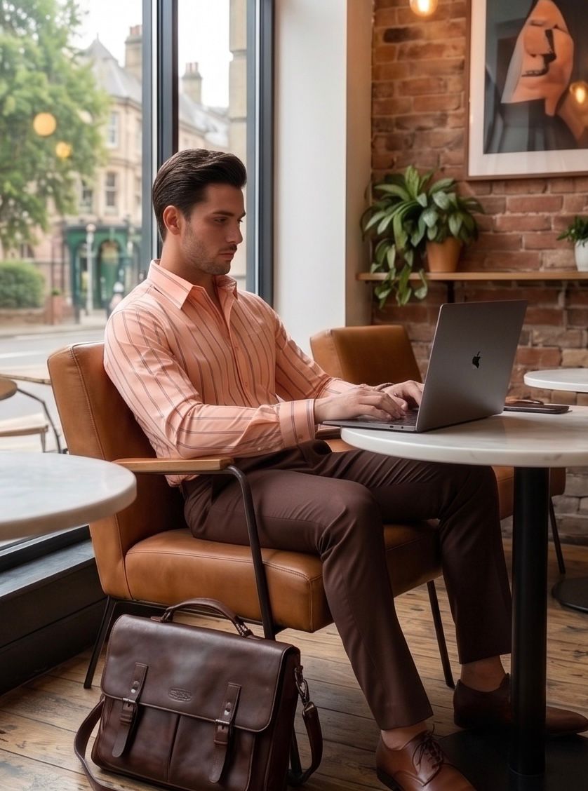 Monaco Stripe Shirt in Coral Stripe, view 4
