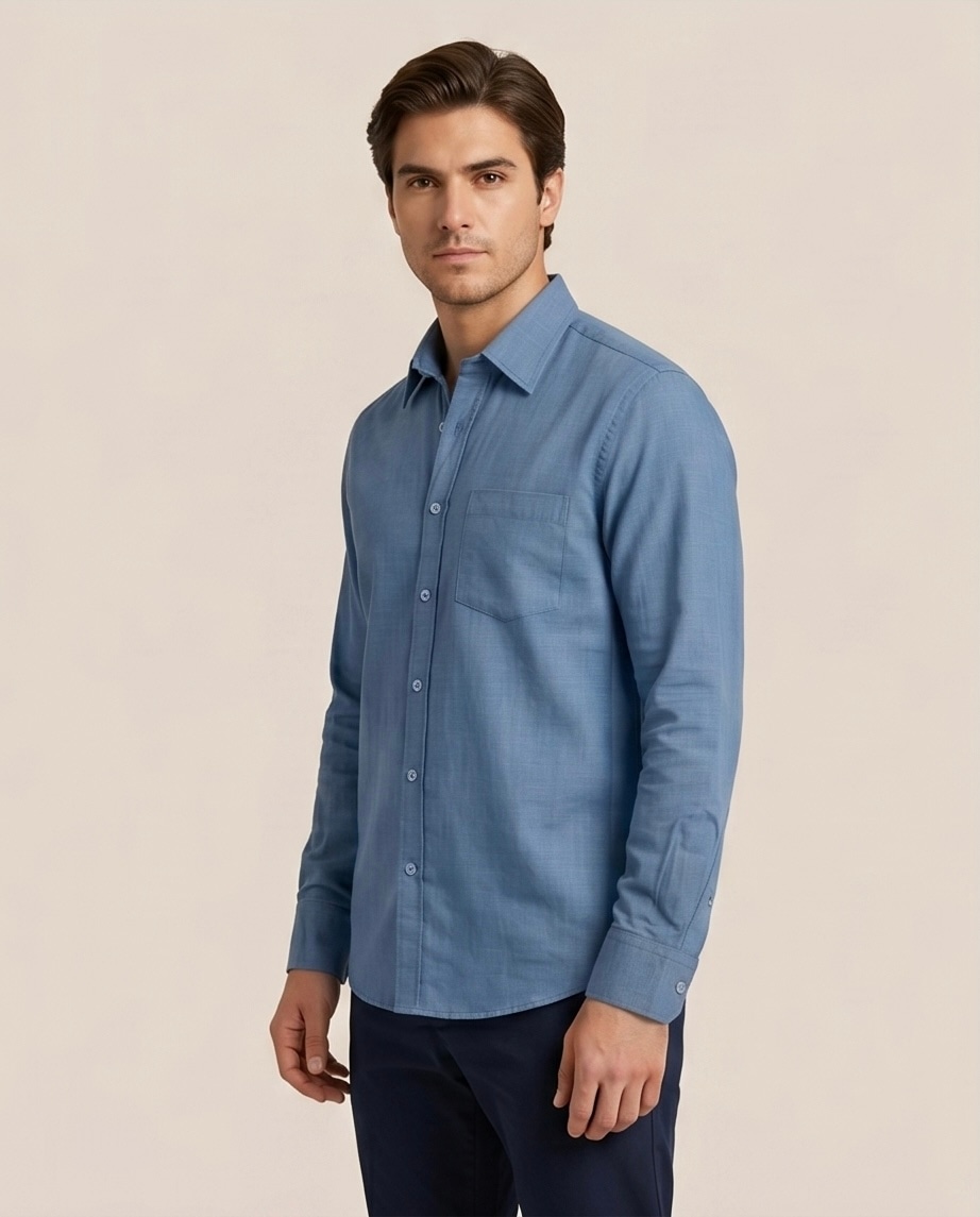 Ocean Linen Shirt in Ocean Blue, view 3