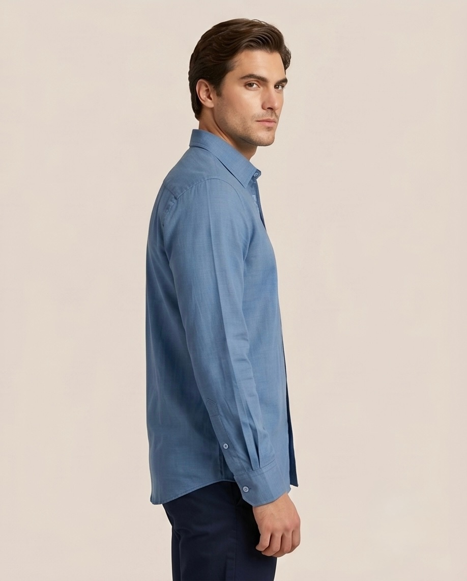 Ocean Linen Shirt in Ocean Blue, view 4