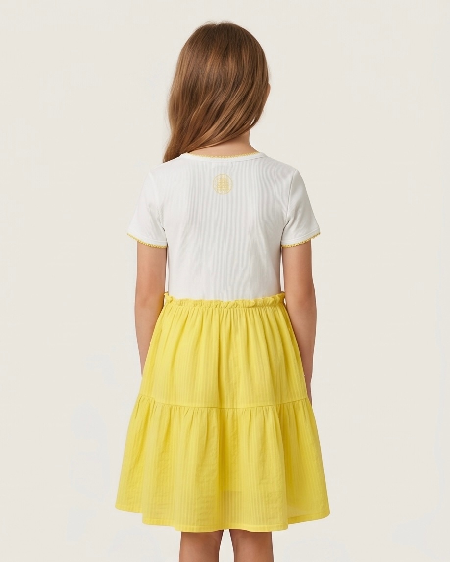 Pineapple Chenille Cotton Dress in Sunshine Yellow, view 4