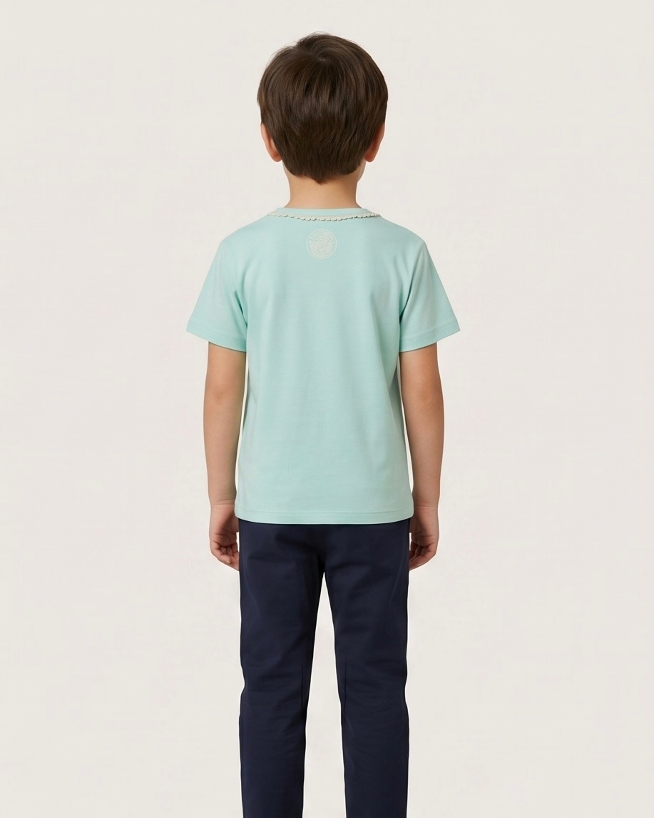 Rainbow Applique Cotton Tee in Sky Blue, view 3