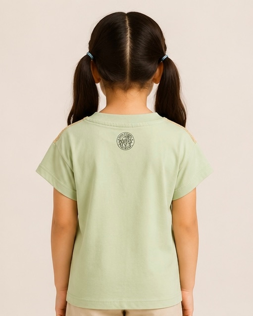 Sea Turtle Sequin Cotton Tee in Mint, view 2