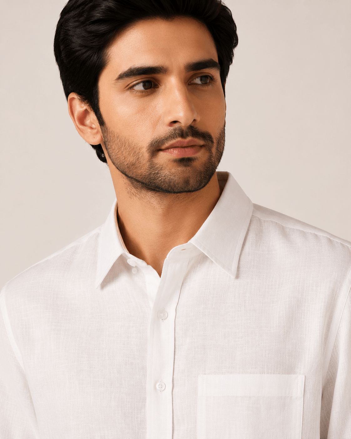 White Linen Shirt in White, view 5