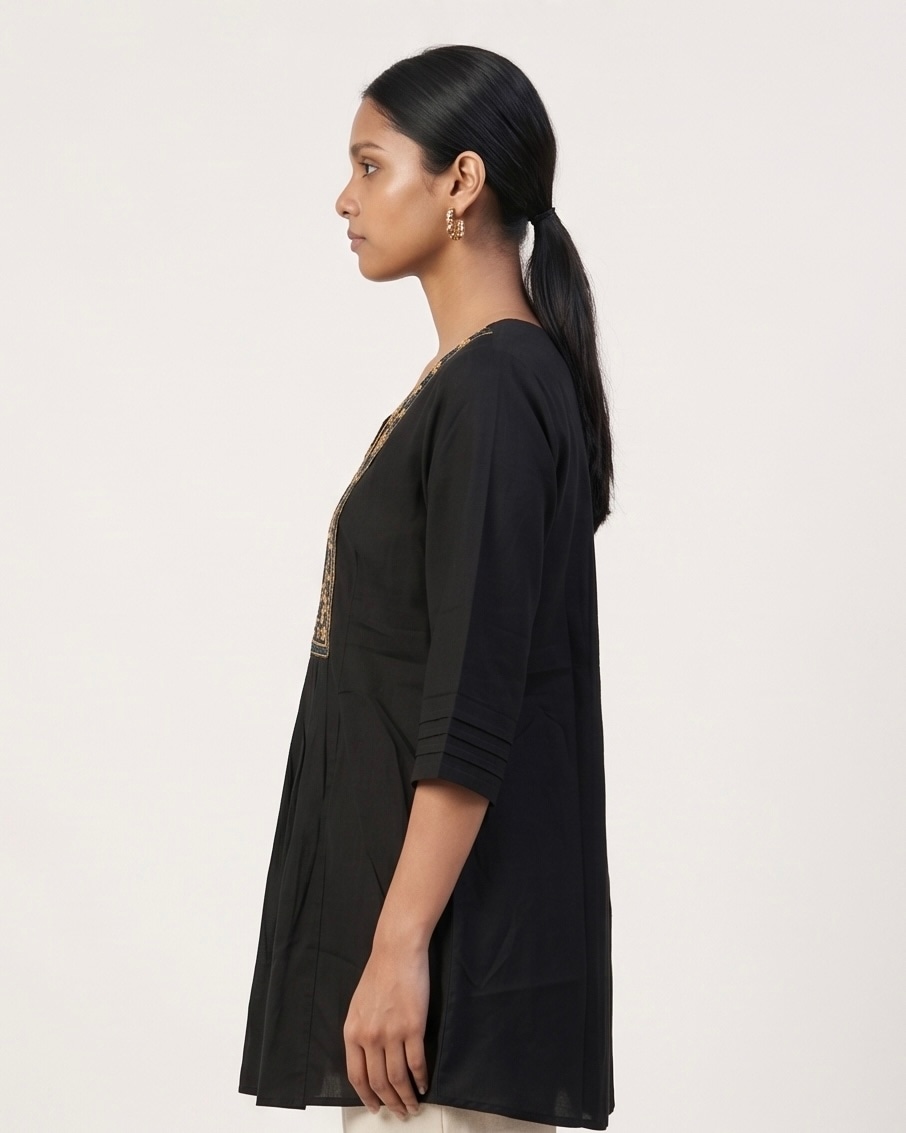Noor Embroidered Kurti in Onyx, view 3