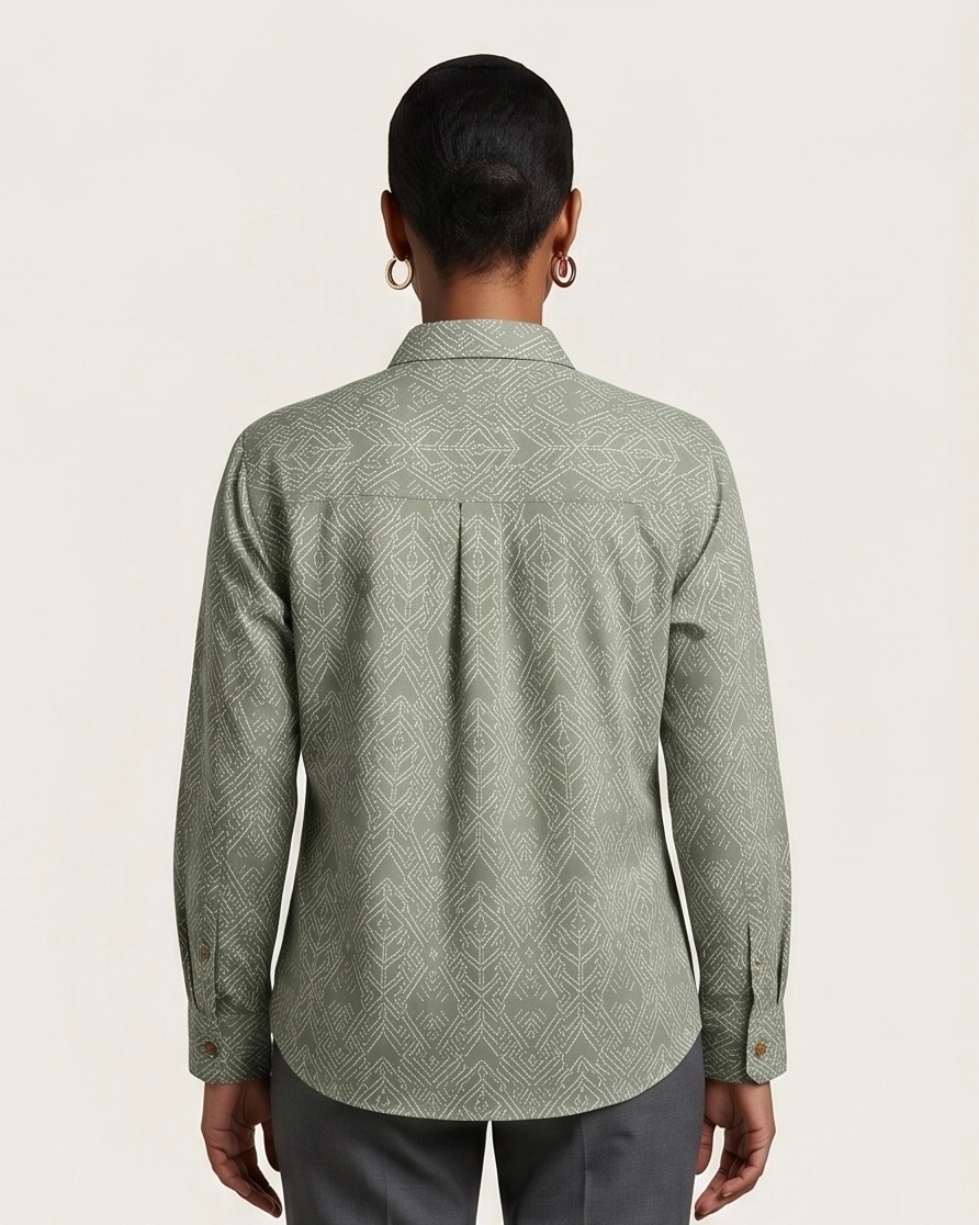 Sage Print Shirt in Sage Green, view 2