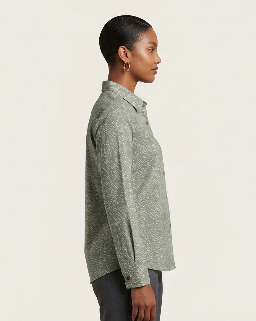 Sage Print Shirt in Sage Green, view 5