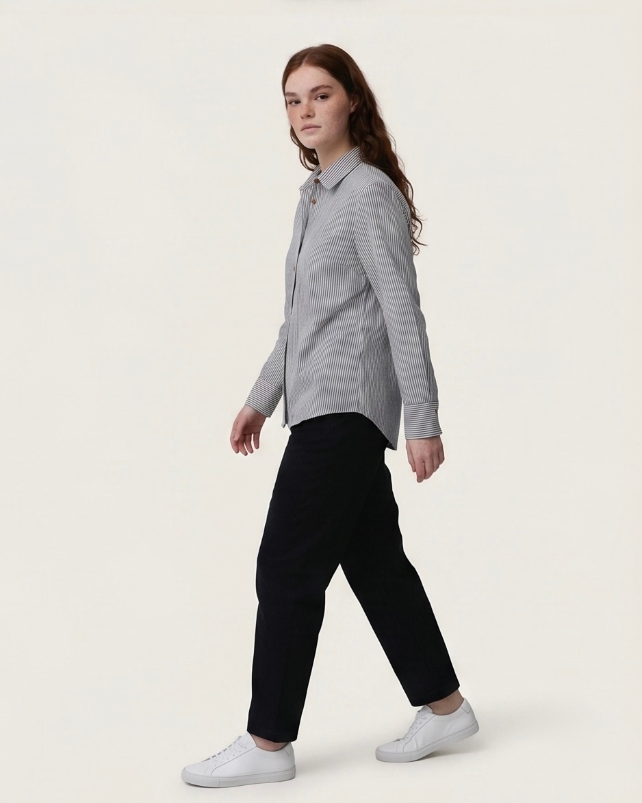 Pinstripe Shirt in Ink Stripe, view 4