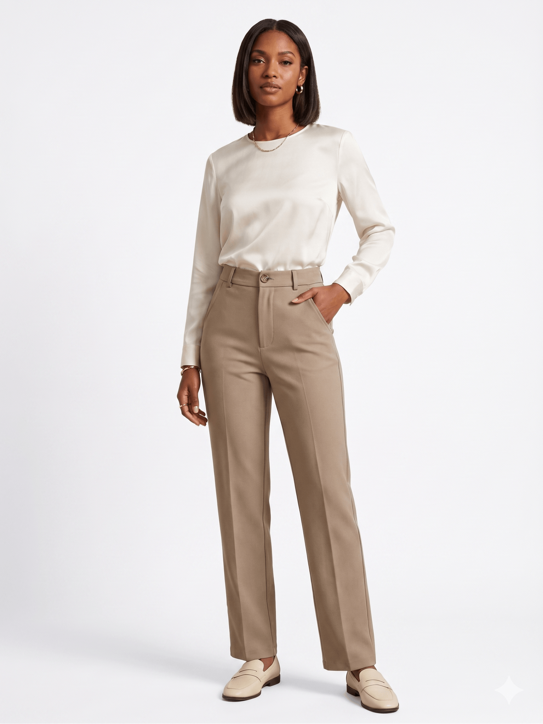 Korean Tailored Trouser in Beige, view 1