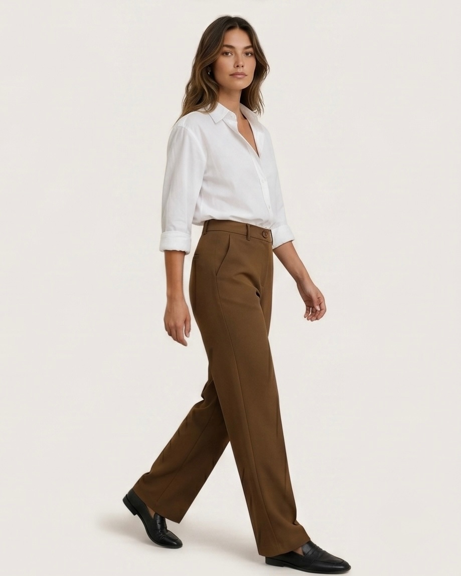 Korean Tailored Trousers in Tobacco, view 2